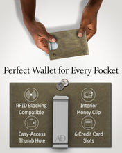 Charger l'image dans la galerie, Genuine Leather Slim Money Clip Wallet – 7 Card Slots, RFID Blocking
