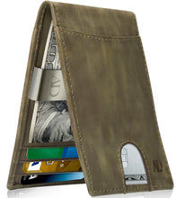 Charger l'image dans la galerie, Genuine Leather Slim Money Clip Wallet – 7 Card Slots, RFID Blocking
