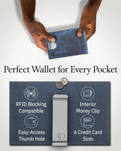 Charger l'image dans la galerie, Genuine Leather Slim Money Clip Wallet – 7 Card Slots, RFID Blocking
