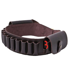Cargar imagen en el visor de la galería, Cowhide Leather Shotshell Bandolier Belt Shotgun Shell Belt Ammunition Carrier for hunting, made of genuine leather, with shell slots.
