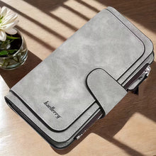 Charger l'image dans la galerie, Vintage Faux Leather Long Wallet – Trifold Credit Card Holder with Snap &amp; Zipper
