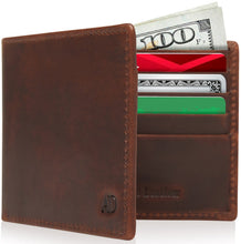 Charger l'image dans la galerie, Genuine Leather Slim Bifold Wallet – ID Window, RFID Blocking
