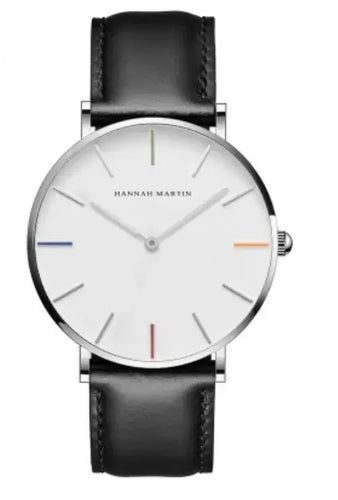 Rose gold dial leather watch with minimalist design and genuine leather strap, perfect for both casual and formal attire.