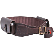 Cargar imagen en el visor de la galería, Cowhide Leather Shotshell Bandolier Belt Shotgun Shell Belt Ammunition Carrier in brown genuine leather for hunting enthusiasts

