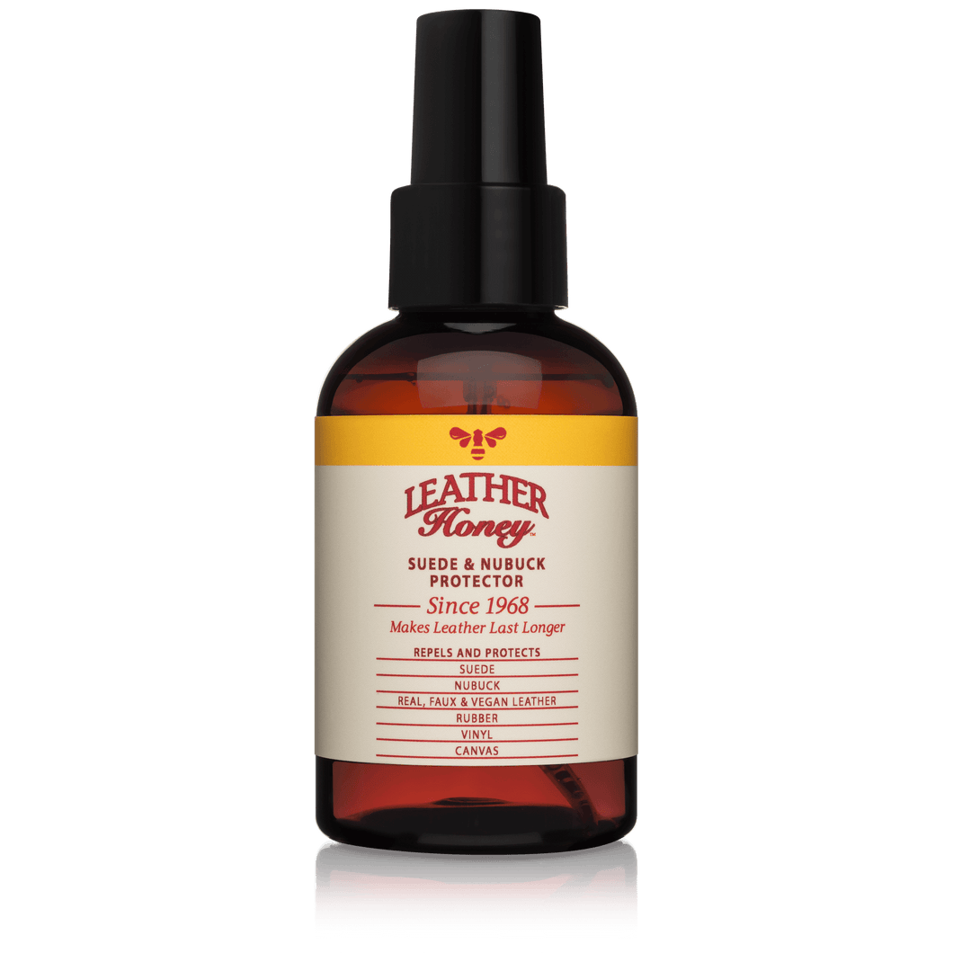 Leather Honey Suede & Nubuck Protector spray bottle for suede, nubuck, canvas, and vegan leather protection.