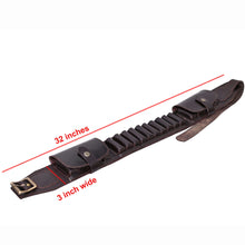 Cargar imagen en el visor de la galería, Cowhide Leather Shotshell Bandolier Belt Shotgun Shell Belt Ammunition Carrier, genuine leather 32-inch cartridge holder.
