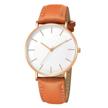 Load image into Gallery viewer, Simple leather men&#39;s luxury watch with vegan leather strap, minimalist design, and classic appeal.
