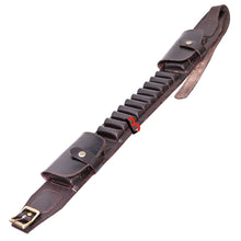Cargar imagen en el visor de la galería, Cowhide Leather Shotshell Bandolier Belt Shotgun Shell Belt Ammunition Carrier made of genuine leather for hunting use
