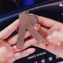 Load image into Gallery viewer, Elegant Galaxy Starsa Watch with mesh strap, 35MM dial diameter. Shown in close-up view, highlighting modern design. Not waterproof.
