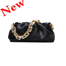 Load image into Gallery viewer, New soft leather women&#39;s cloud bag with gold chain, chic and versatile accessory for any occasion.
