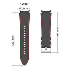 Load image into Gallery viewer, 20mm Double Line Silicone Sports Bracelet for Samsung Galaxy Watch 4 Classic, dimensions and design details shown.
