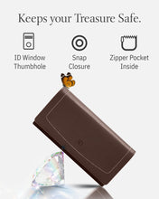 Charger l'image dans la galerie, Genuine Leather Accordion Clutch – Removable Checkbook Holder, RFID Blocking
