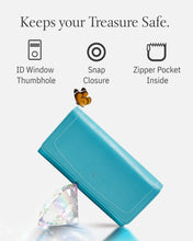 Charger l'image dans la galerie, Genuine Leather Accordion Clutch – Removable Checkbook Holder, RFID Blocking
