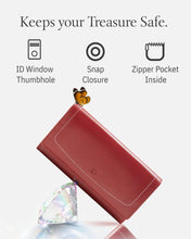 Cargar imagen en el visor de la galería, Genuine Leather Accordion Clutch Wallet – Zip Coin Pocket, RFID Blocking
