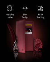 Cargar imagen en el visor de la galería, Genuine Leather Checkbook Cover – Card Slots, RFID Blocking
