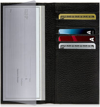 Cargar imagen en el visor de la galería, Genuine Leather Checkbook Cover – Card Slots, RFID Blocking
