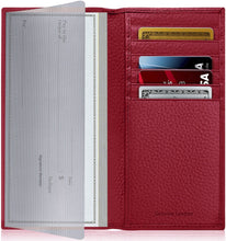 Cargar imagen en el visor de la galería, Genuine Leather Checkbook Cover – Card Slots, RFID Blocking

