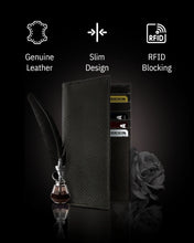 Cargar imagen en el visor de la galería, Genuine Leather Checkbook Cover – Card Slots, RFID Blocking
