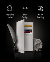 Cargar imagen en el visor de la galería, Genuine Leather Checkbook Cover – Card Slots, RFID Blocking
