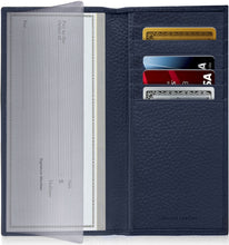 Cargar imagen en el visor de la galería, Genuine Leather Checkbook Cover – Card Slots, RFID Blocking
