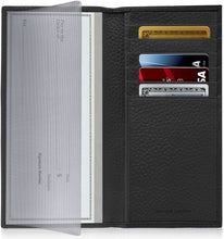 Cargar imagen en el visor de la galería, Genuine Leather Checkbook Cover – Card Slots, RFID Blocking
