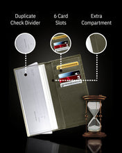 Cargar imagen en el visor de la galería, Genuine Leather Checkbook Cover – Card Slots, RFID Blocking
