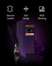 Cargar imagen en el visor de la galería, Genuine Leather Checkbook Cover – Card Slots, RFID Blocking
