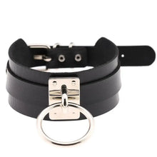 Load image into Gallery viewer, Premium leather choker bandage collar with metal ring, perfect for adding an edgy yet sophisticated touch to any outfit.
