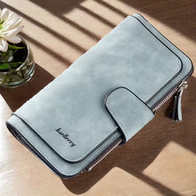 Charger l'image dans la galerie, Vintage Faux Leather Long Wallet – Trifold Credit Card Holder with Snap &amp; Zipper
