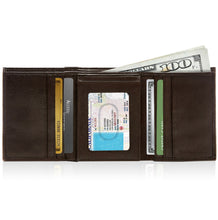 Charger l'image dans la galerie, Genuine Leather Trifold Wallet – Flip-Up Dual ID Windows, RFID Blocking
