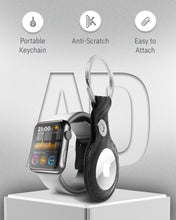 Cargar imagen en el visor de la galería, Genuine Leather AirTag Keychain – Protective Holder with Metal Ring
