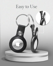 Cargar imagen en el visor de la galería, Genuine Leather AirTag Keychain – Protective Holder with Metal Ring
