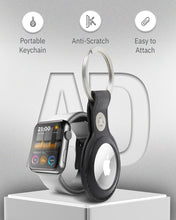 Cargar imagen en el visor de la galería, Genuine Leather AirTag Keychain – Protective Holder with Metal Ring
