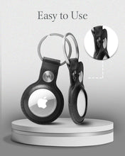 Cargar imagen en el visor de la galería, Genuine Leather AirTag Keychain – Protective Holder with Metal Ring
