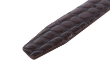 Charger l'image dans la galerie, A close-up of a dark brown crocodile-embossed leather strap, likely for a watch or belt, shown diagonally on a plain white background.
