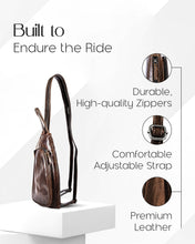 Cargar imagen en el visor de la galería, Genuine Leather Sling Bag – Crossbody, Hidden AirTag Pocket
