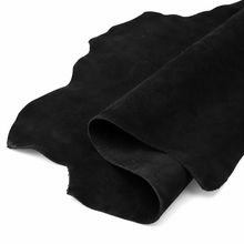 Cargar imagen en el visor de la galería, Black Reed Suede leather hides on a white background
