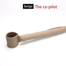 Load image into Gallery viewer, Beige vegan leather car seat gap filler with cup holder.
