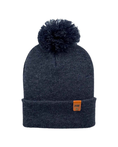 CPP1 HAAKWEAR PomPom Beanie - Made in USA - Denim Blue with pom-pom detail, high-quality winter accessory for warmth and style.