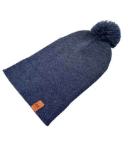 Charger l&#39;image dans la galerie, CPP1 HAAKWEAR PomPom Beanie - Made in USA - Denim Blue, warm stylish winter hat with pom-pom detail

