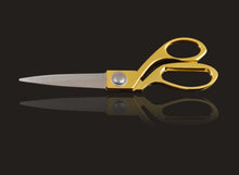 Load image into Gallery viewer, Gold-handled heavy duty scissors for fabric and craft cutting by eZthings, suitable for hobby and commercial use.
