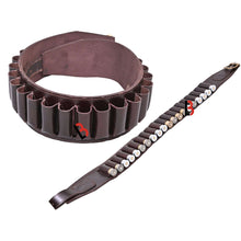 Load image into Gallery viewer, Cowhide Leather Shotshell Bandolier Belt Shotgun Shell Belt Ammunition Carrier in brown leather design.
