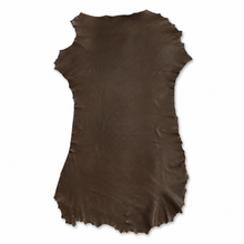 Cargar imagen en el visor de la galería, Dark Brown Reed Sheepskin leather hide on a white background
