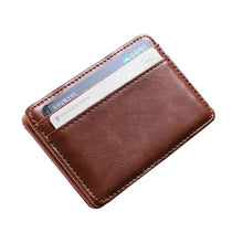 Load image into Gallery viewer, Vegan leather wallet with card slots, minimalist design, eco-friendly, and perfect for everyday use. Stylish brown wallet for men.
