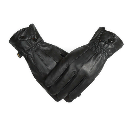 Reed Men's Genuine Leather Warm Lined Driving Gloves, touchscreen compatible, black color, Thinsulate insulation for winter.