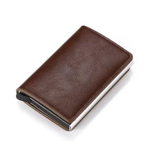 Load image into Gallery viewer, Hold anti-theft leather wallet with RFID/NFC protection made from vegan PU leather, featuring durable craftsmanship and vintage design.

