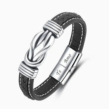Load image into Gallery viewer, Fashion Irregular Graphic Men&#39;s Leather Bracelet with Silver Accents and &quot;Te Amo&quot; Engraving
