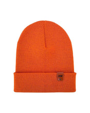 Load image into Gallery viewer, HAAKWEAR Knit Cuffed Classic Beanie / Hat - Tiger Orange, Made in USA, showing vibrant color and durable design for men and women.
