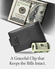 Charger l'image dans la galerie, Leather Bifold Wallet – Removable Money Clip, Snap Closure
