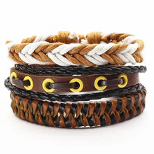 Load image into Gallery viewer, Men&#39;s leather bracelets and bangles, showcasing rugged sophistication with braided and woven designs, perfect for any occasion.
